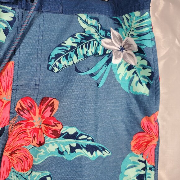 George Board Shorts Hawaiian Tropical Blue Pink Green 3 Pockets Men Sz M (36/38) - Picture 5 of 9